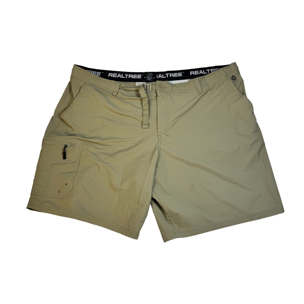 Realtree Fishing Mens Khaki Cargo Shorts Size 3XL 48/50 Stretch Nylon Outdoor